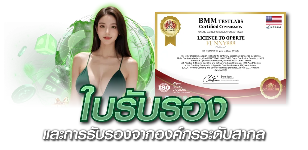 ใบรับรองและการรับรองจากองค์กรระดับสากล